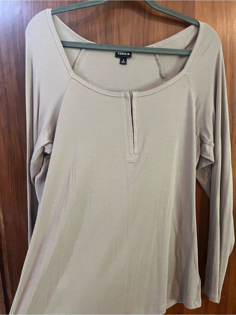 Torrid Beige Long Sleeve Scoop Neck Top size 2